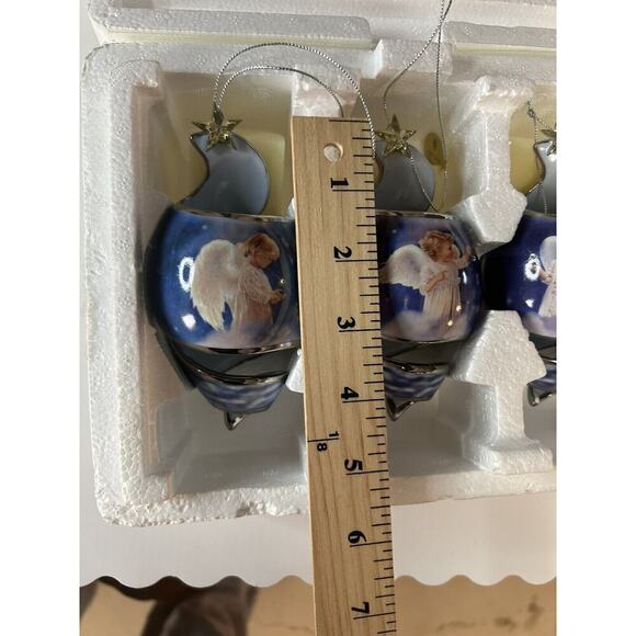 Bradford Editions Starlight Blessings Porcelain Angel Xmas Ornaments Blue - Picture 13 of 16
